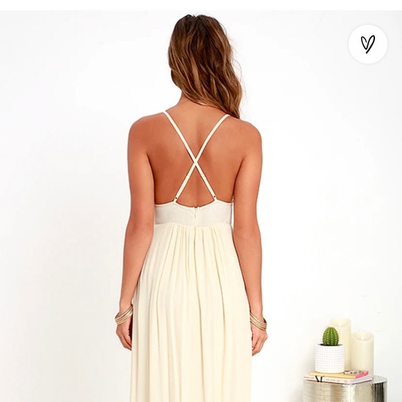 Lulus Hippie Hippie Chic Cream Maxi Dress Size Large - Picture 5 of 9
